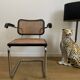 CESCA B64 black armchair in cane after Marcel Breuer Made In Italy