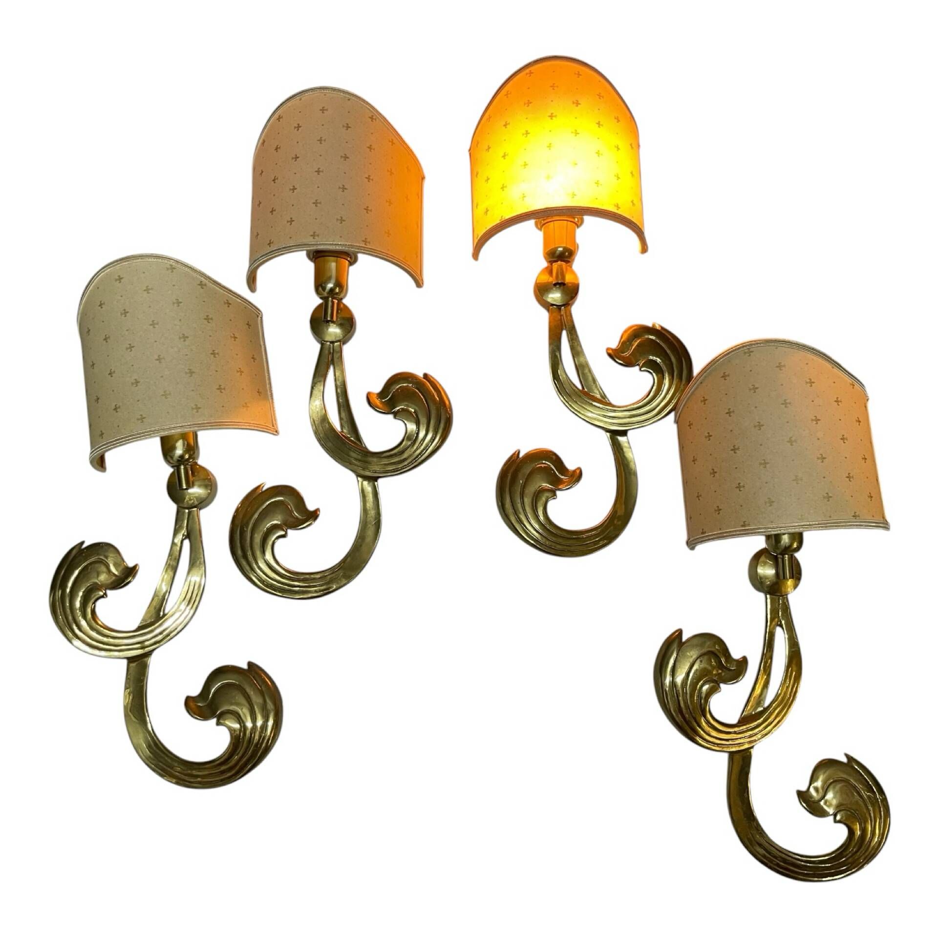 Large Brass Sconces Set of 4 by Hans Möller, Germany, 1960s