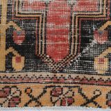 3x6 Shades Of Red & Black Handmade Wool Classic Vintage Rug, 100x179Cm