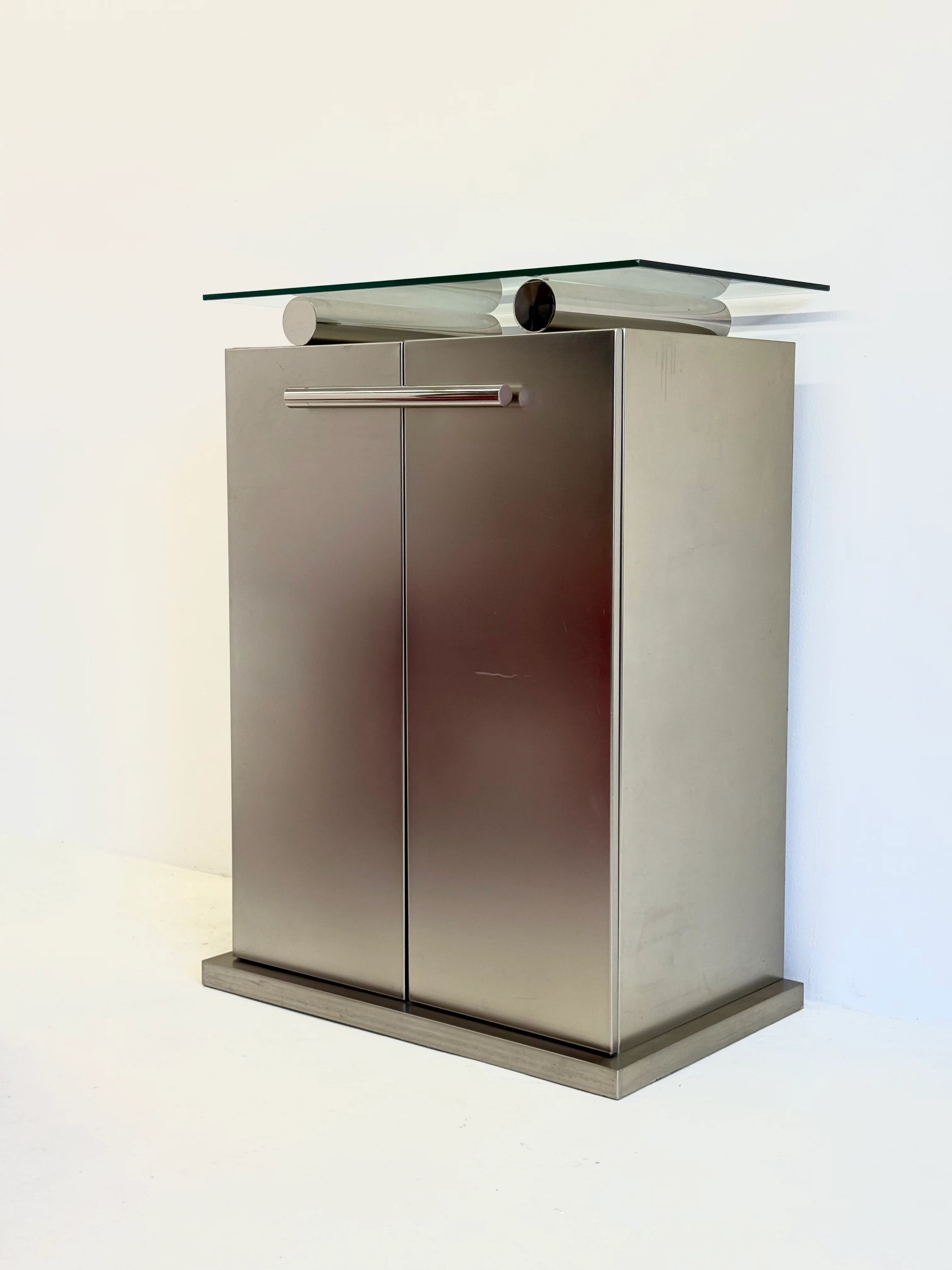 Postmodern aluminium bar cabinet by Belgochrom