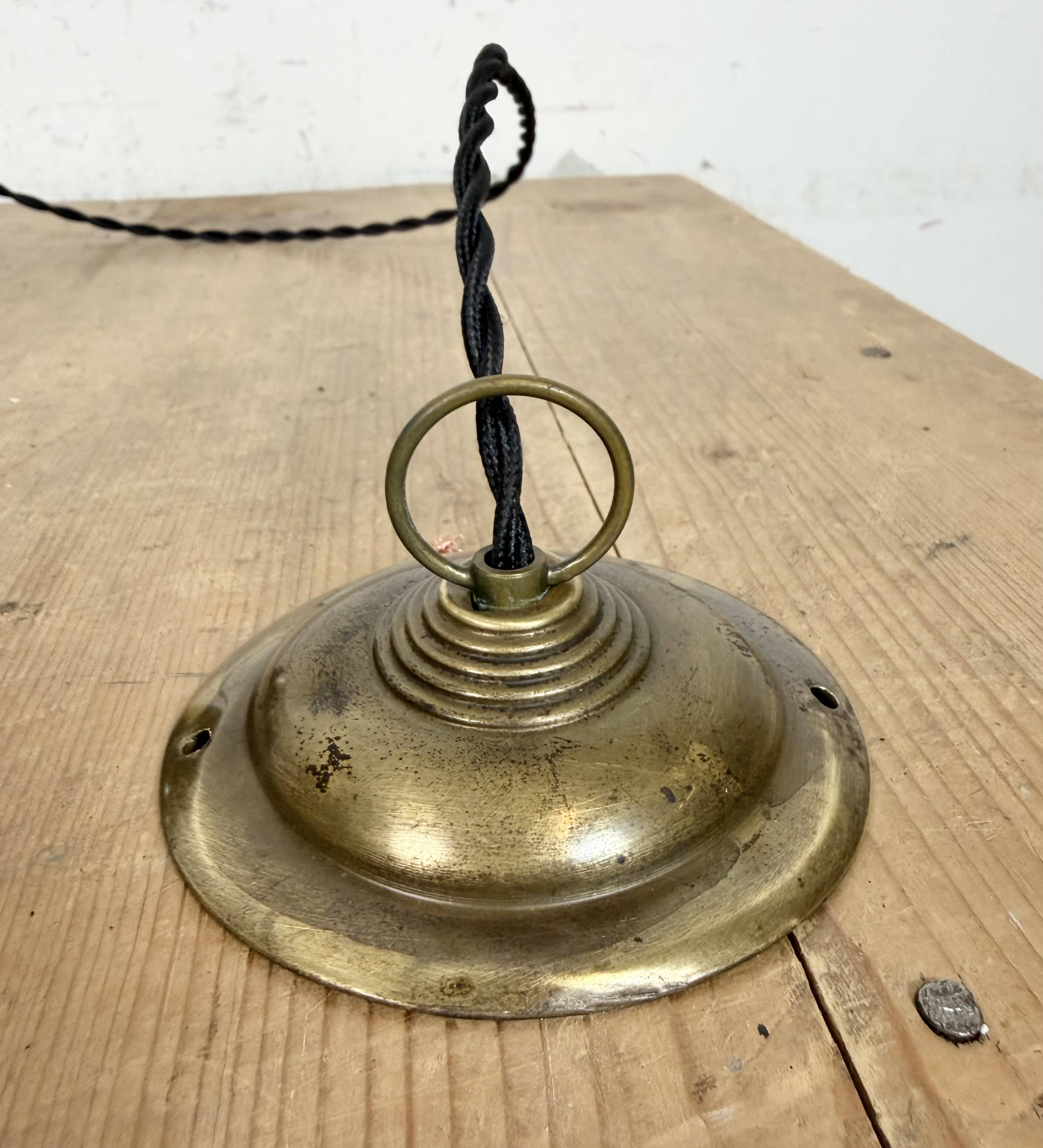 Small Industrial Black Enamel Ceiling Lamp, 1950s