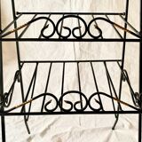 Table d'appoint et porte-revue vintage en fer forgé et carreaux de céramique