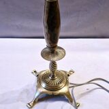 Old brass and marble lamp base, sold without shade.