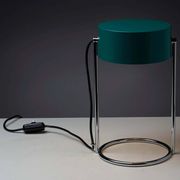Petrol green table lamp with chromed steel base