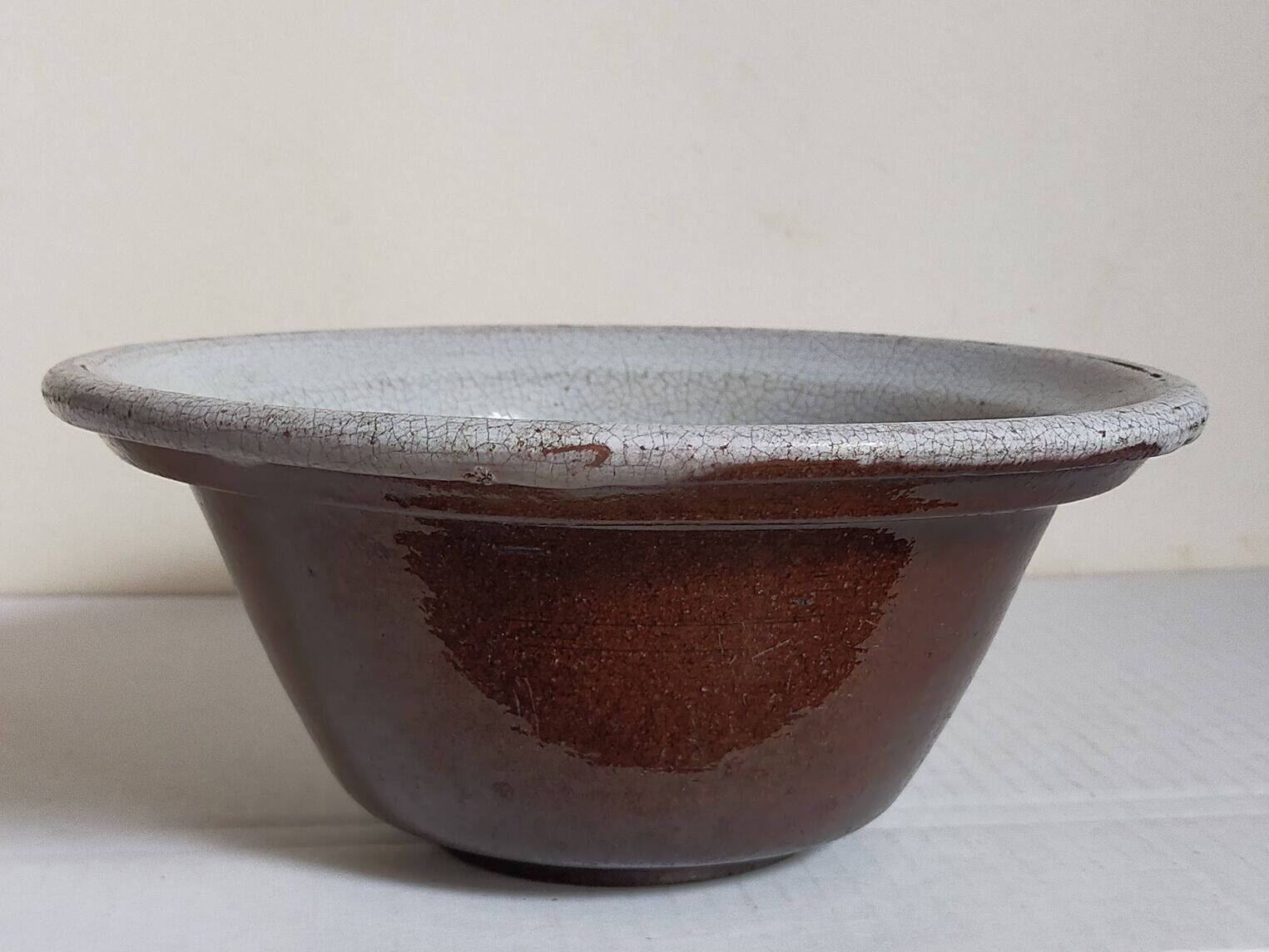 19th century enamelled earthenware salad bowl