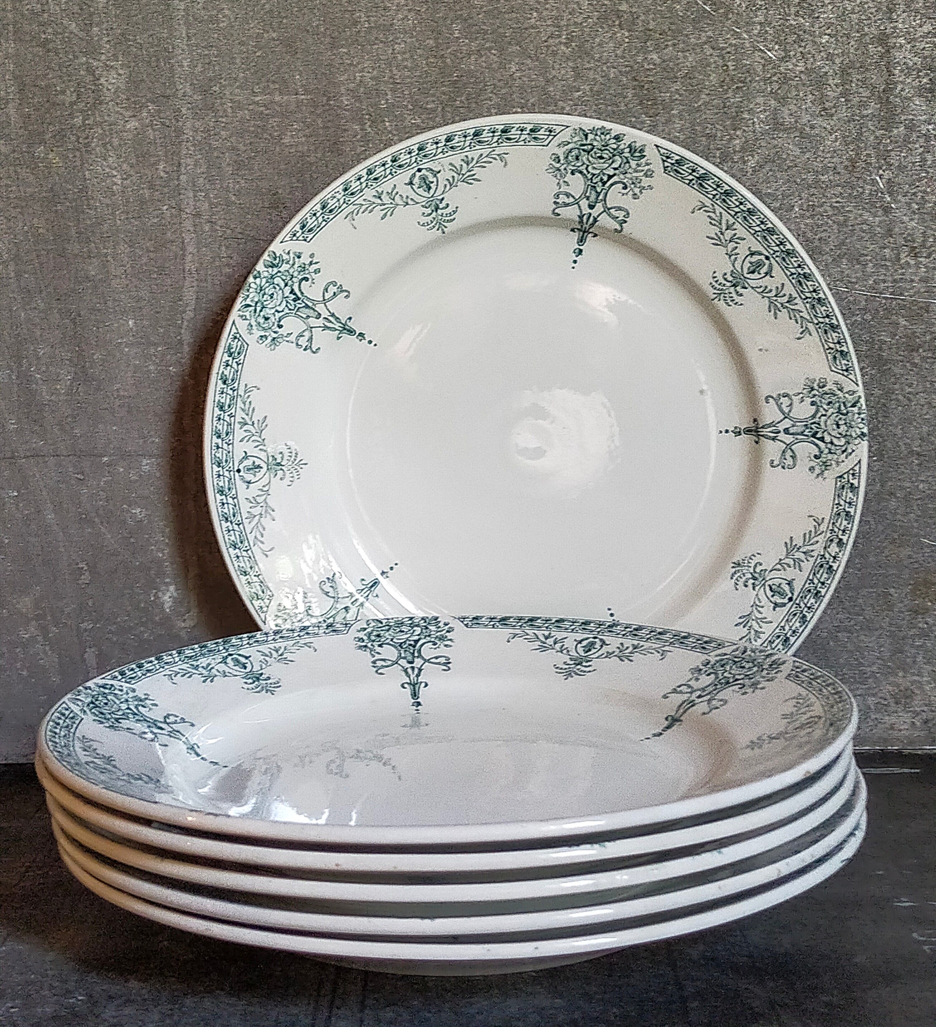 Six old plates iron earth of lunéville model lugano late nineteenth
