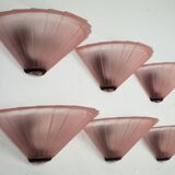 Set of six De Majo sconces in thick pink murano glass. Italy 1980s