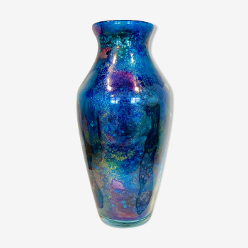 Vase en verre 80´s Atelier « Laque Line »