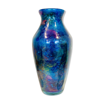 Vase en verre 80´s Atelier « Laque Line »