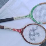 2 vintage Adidas and Dunlop 70' wooden tennis rackets