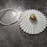 Ancienne suspension baladeuse en opaline plissée/drapée blanche Art déco 1930 Ø 24 cm