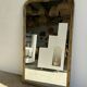 Large gilded mirror 19th century rounded corners mercury glass Louis XVI style