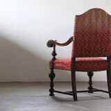 Vintage 19th century Danish Baroque oak armchair - Louis XV style