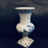 Petit vase 15cm signé delft blue 1960 base carrée peint main fleur faïence vintage ancien