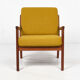 Fauteuil en teck France Son Wanscher vintage des années 1960, recouvert de laine "ploegwool"