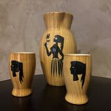 Pitcher and 2 glasses Vallauris