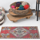 Coral red vintage rug 91x45cm