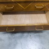 Atypical 1960s Scandinavian chest of drawers in blue Ainhoa Satiné with 4 drawers.