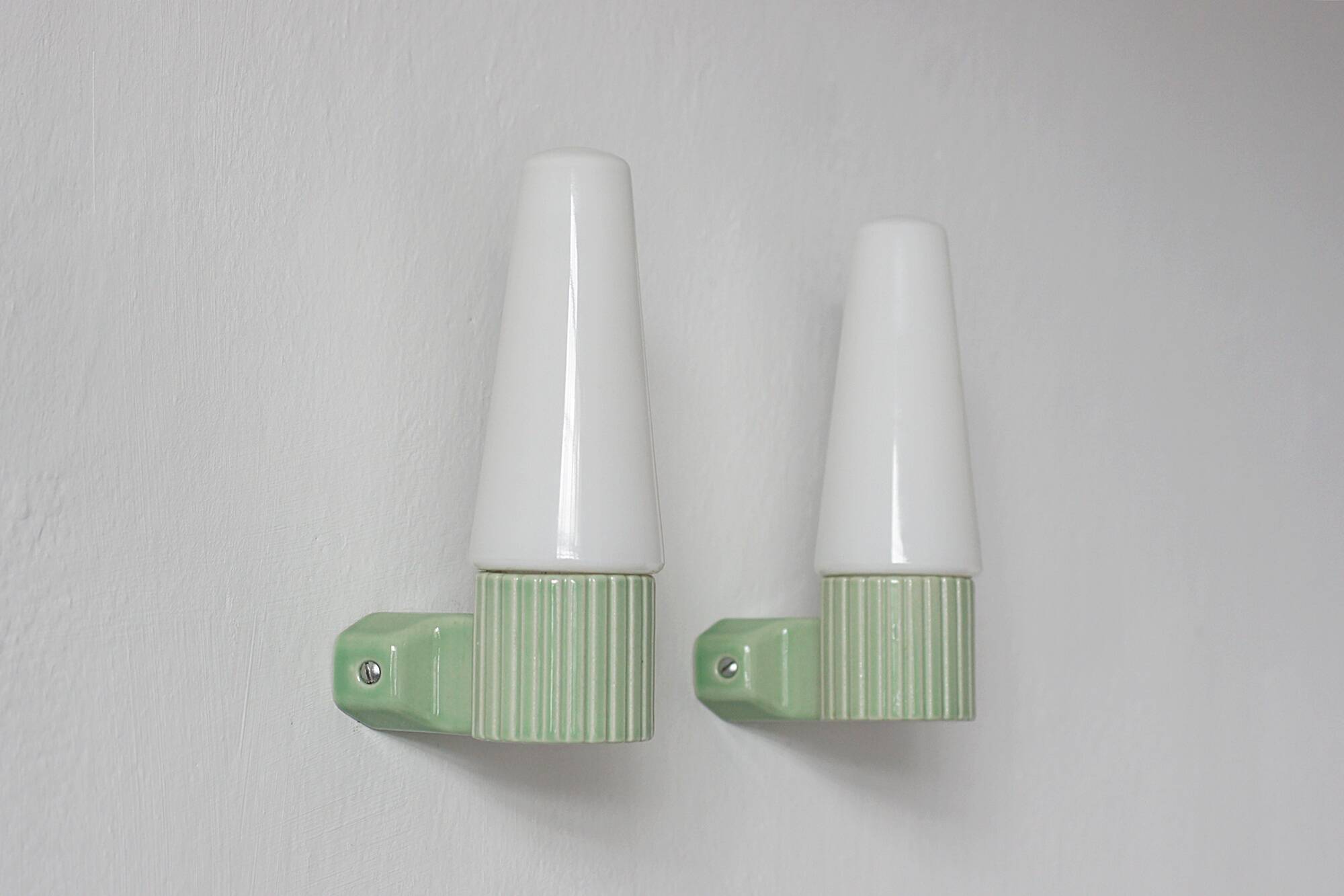 Ceramic Wall Sconces by Hans-Agne Jakobsson for Ifö, Sweden, 1960s, Set of2