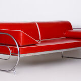 Restored Bauhaus Sofa by Robert Slezak, High-Quality Leather, Chrome, 1930s