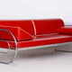 Restored Bauhaus Sofa by Robert Slezak, High-Quality Leather, Chrome, 1930s