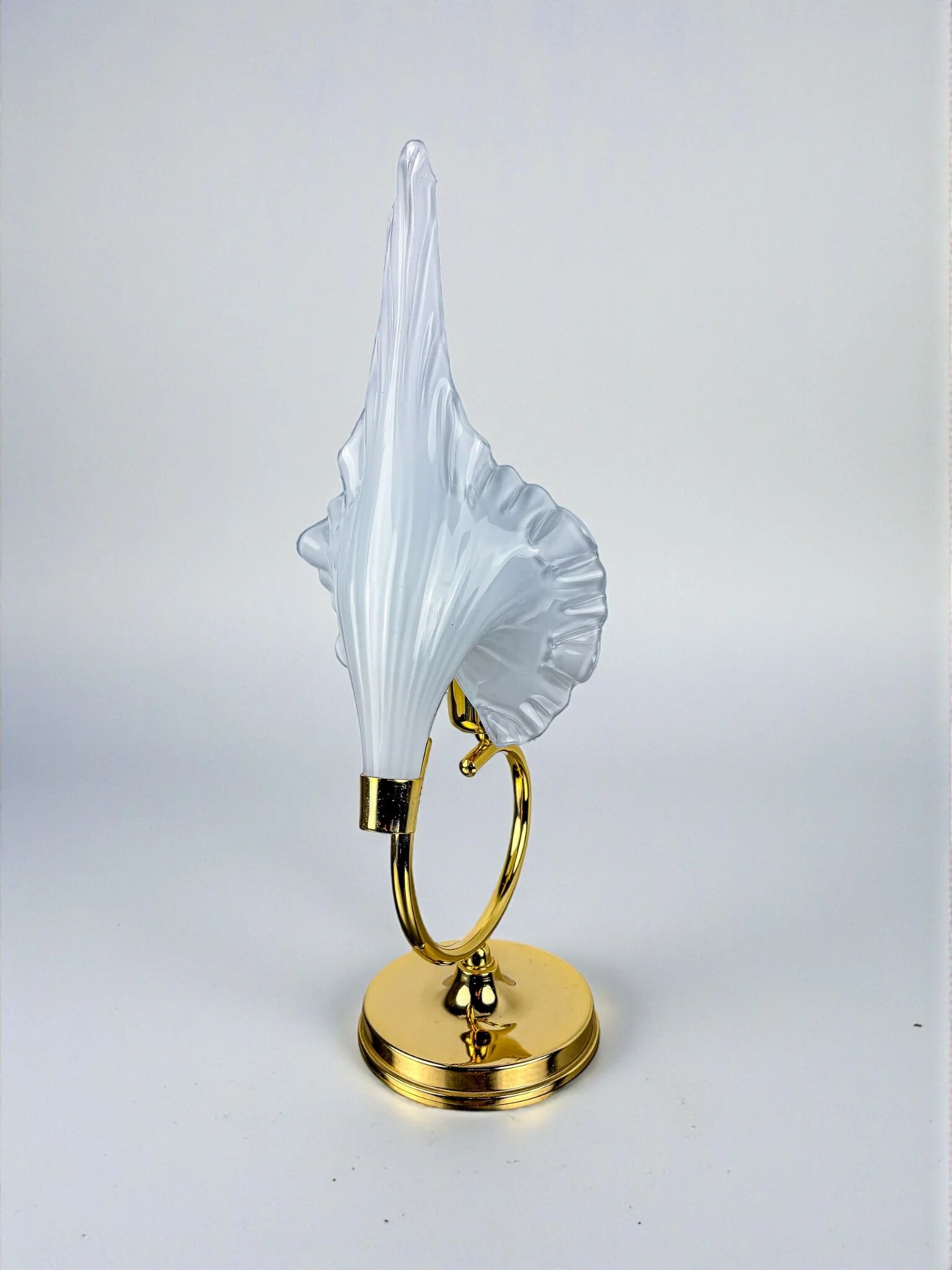 Italian white calla lily flower table lamp, Murano glass, 1970s