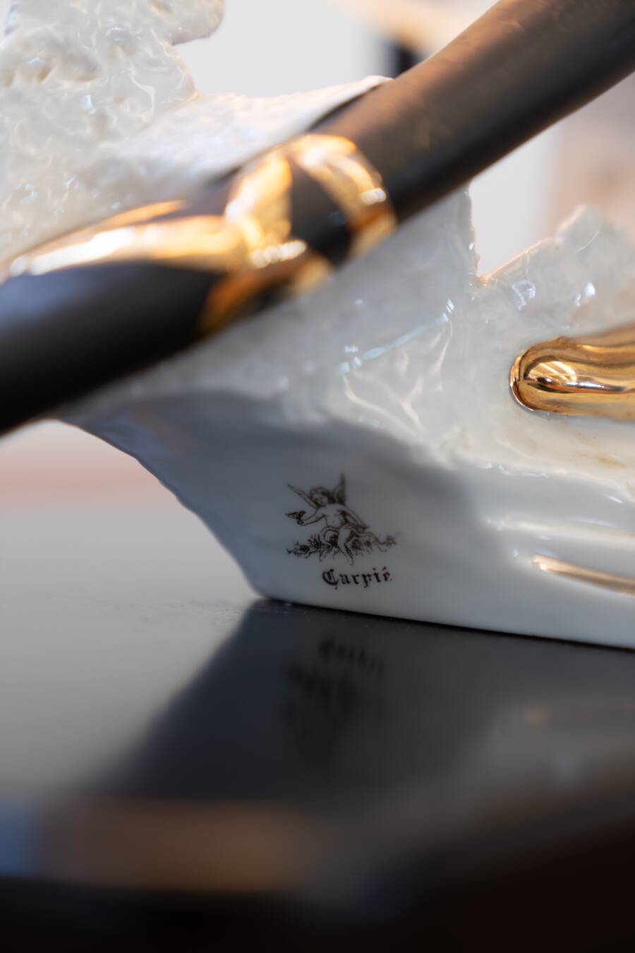 Lamp in murano glass and ceramic