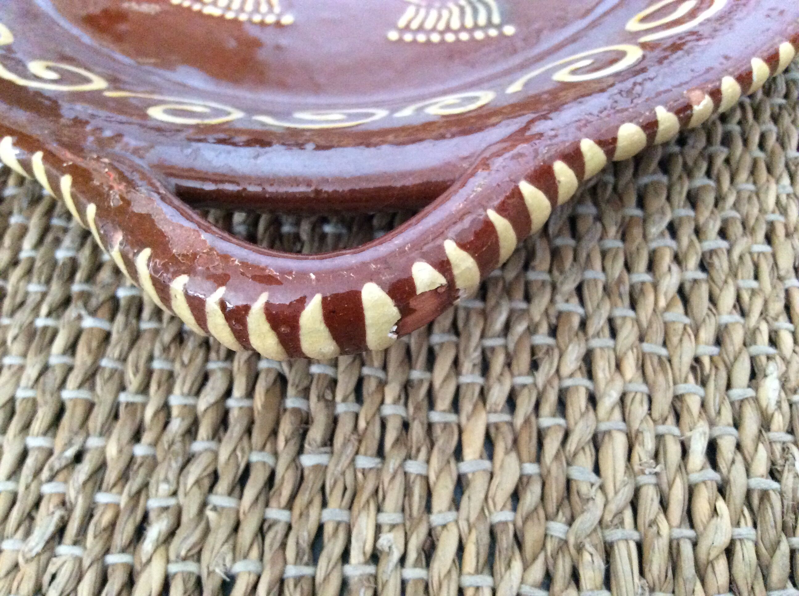 5 flat plates in glazed terracotta