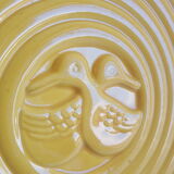 Vintage art deco duck yellow slip coaster