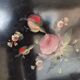 Hand-painted tray in enamelled sheet metal with a bouquet of Napoleon flowers