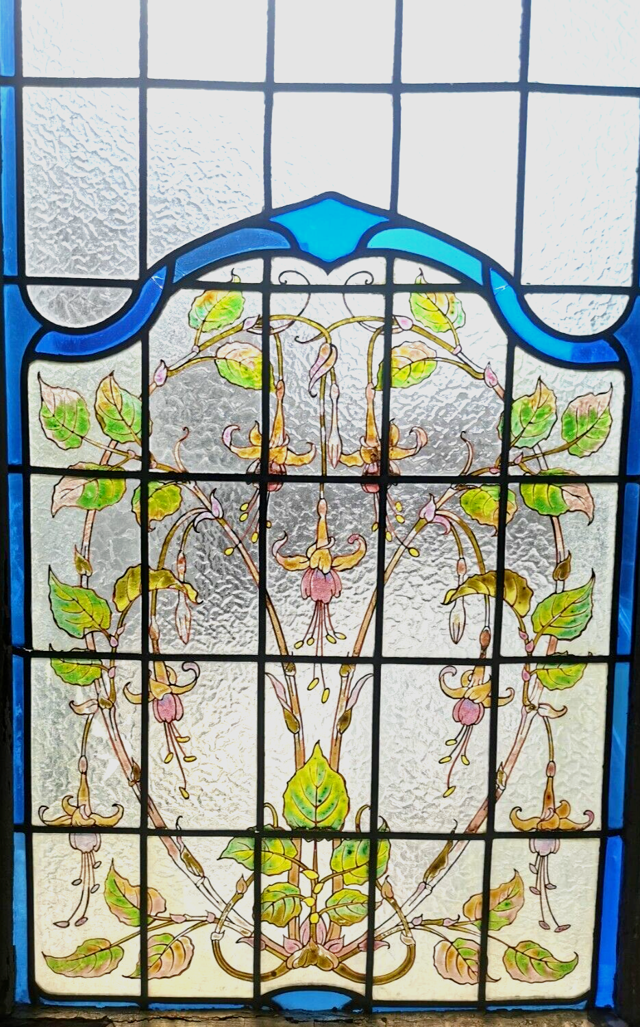 Art Deco stained glass transom window, circa 1900, 20th century