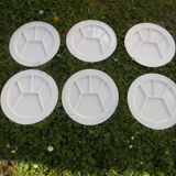 Set of 6 plates with fondue or compartments