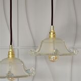 Two art deco glass hanging shape pagoda