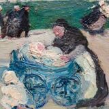 Post-impressionism school - nannies and children to the garden of Luxembourg - Circa 1910