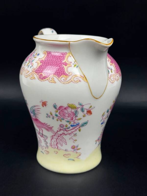 Elegant Minton Pink Cockatrice fine bone china pitcher 15.5cm
