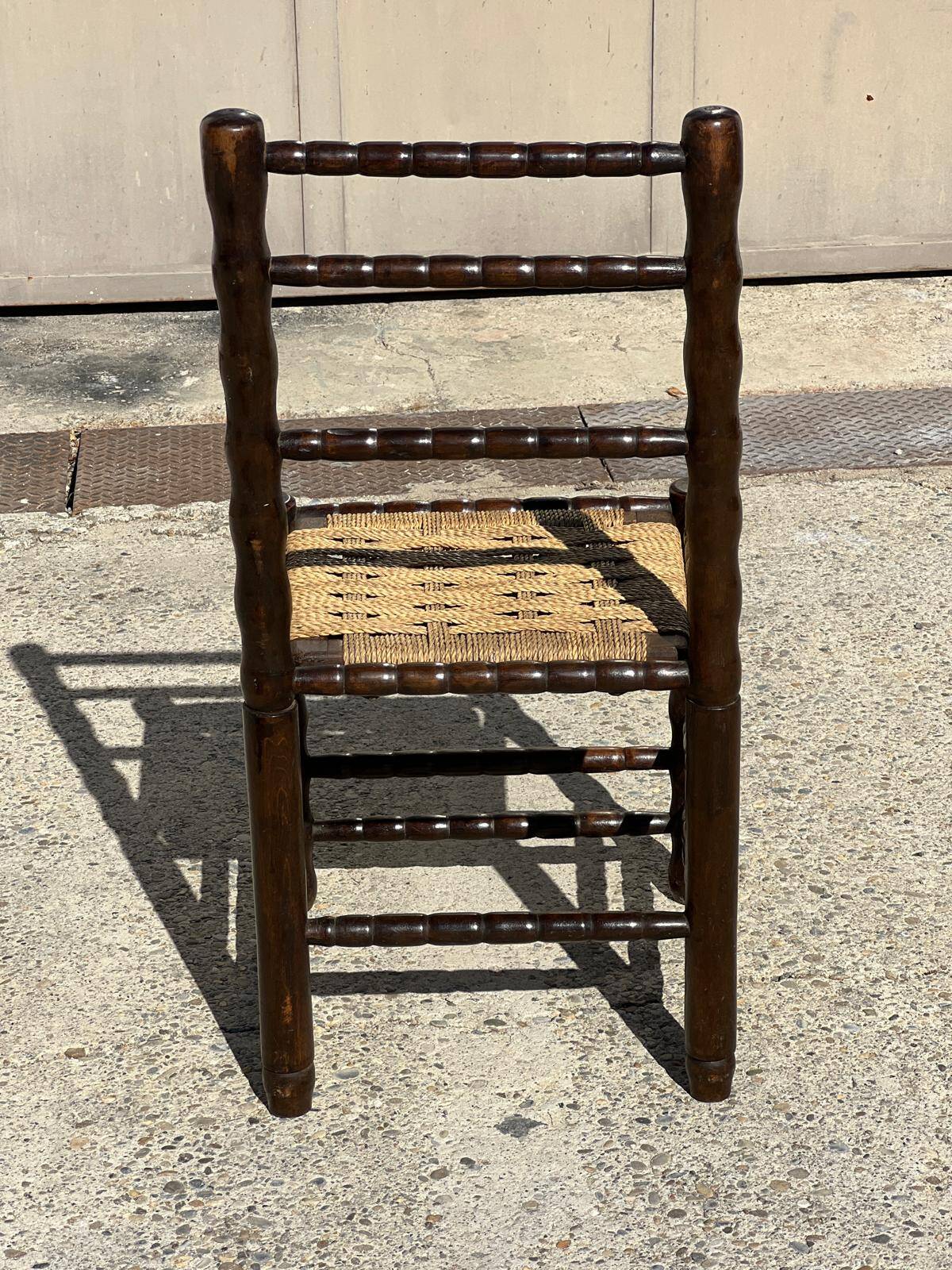 4 wooden and rope bobbin leg chairs attributed to Charles Dudouyt 1940