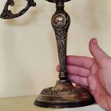 Antique candelabra with 3 arms in patinated bronze