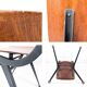 Chaise vintage Mid-Century bois et métal brun gris style danois scandinave