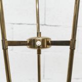 Lampadaire à 3 branches de 1960 laiton doré, fonte et opalines