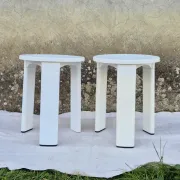 2 TATAY white plastic stools vintage 1970s