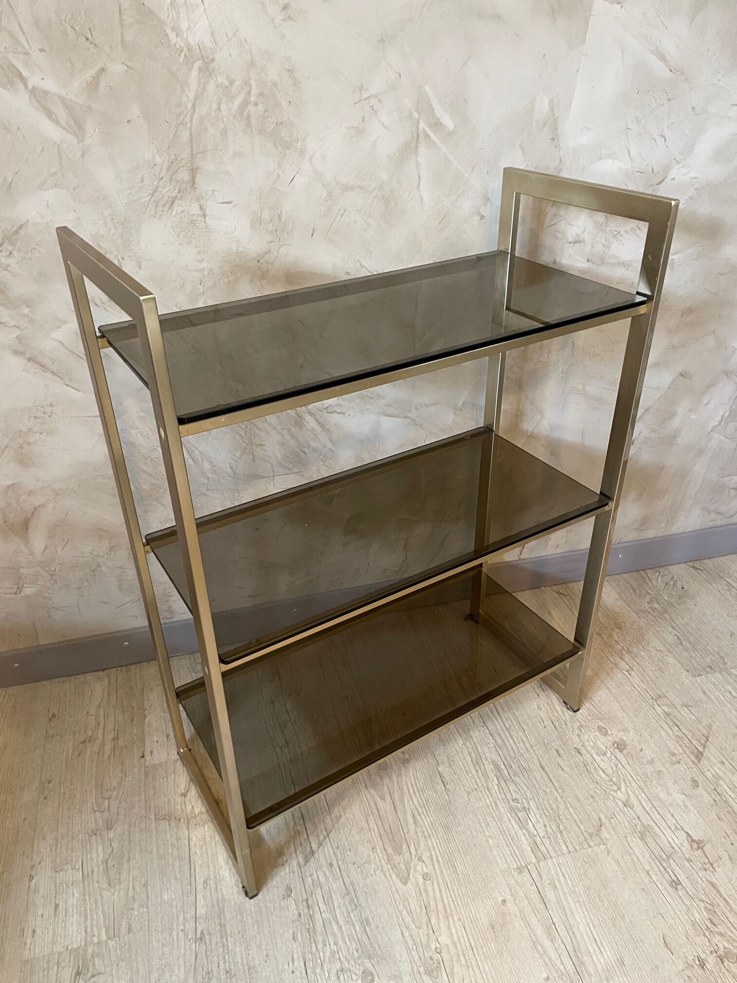 Glass and brass shelf