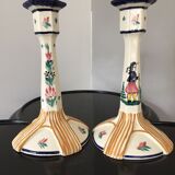 Pair of HB Quimper candle holders