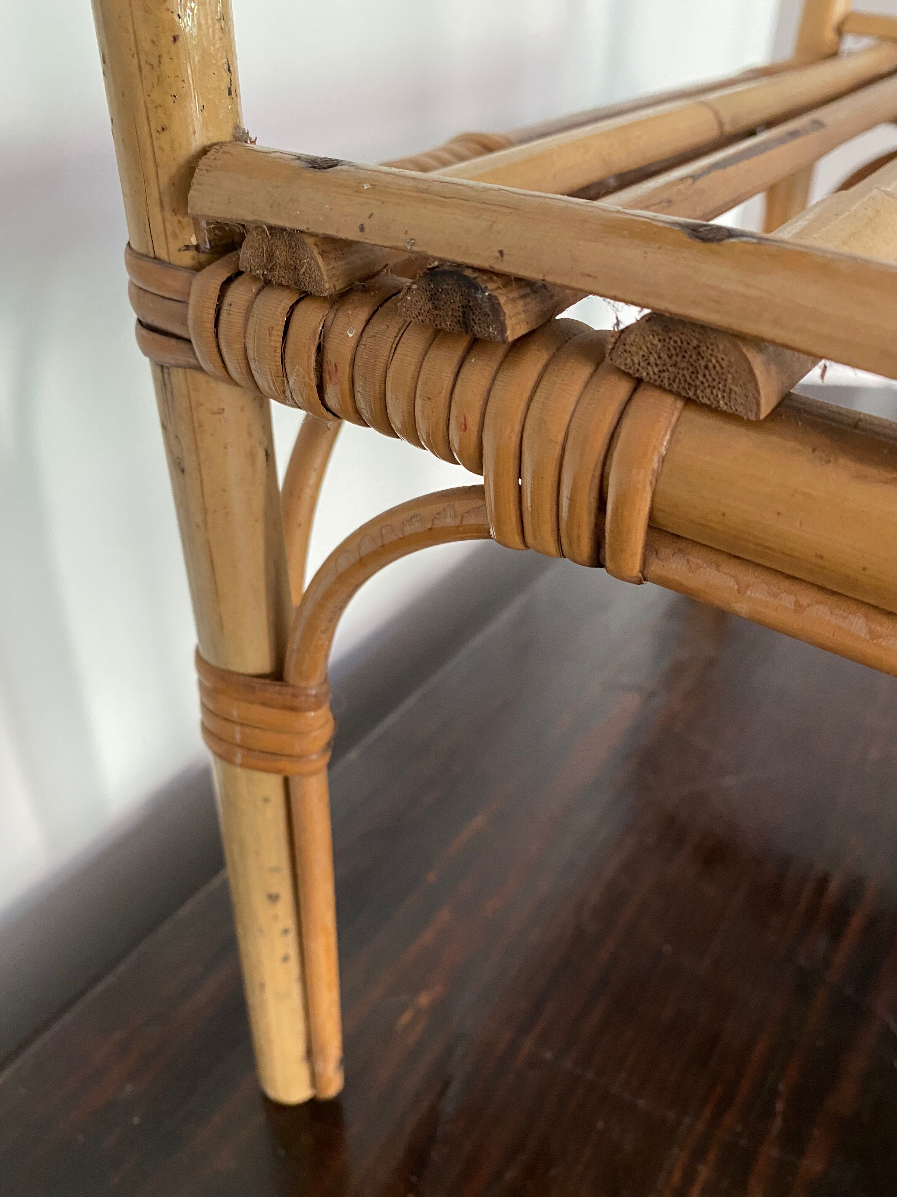 Boho vintage rattan side or bedside table