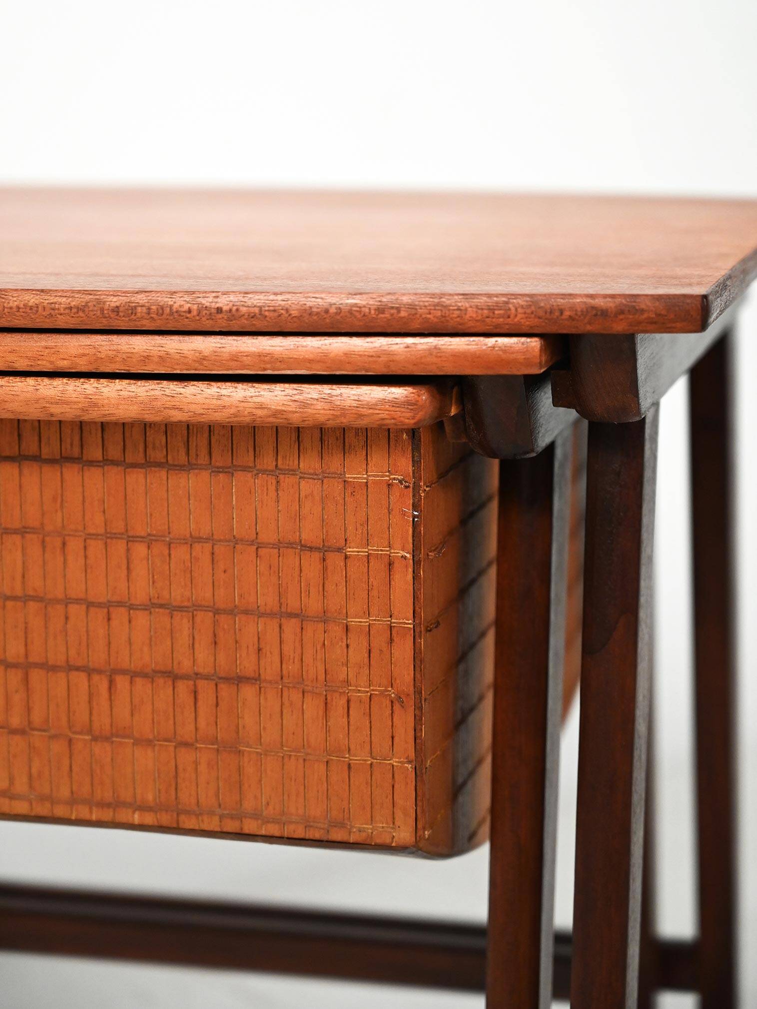 Pair of Scandinavian Nesting Coffee Tables with Yarn Box