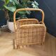 Porte-revues vintage en bambou et rotin