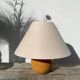 Wooden ball lamp with beige lampshade, 1980
