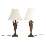 Chinoiserie Faux Rattan Amphora Table Lamps by Aneta, Sweden 1980's
