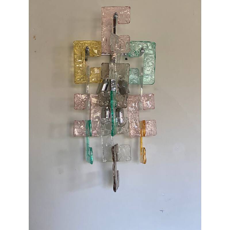 Contemporary Multicolors “Handmade C” Wall Sconce in Venini Style