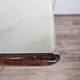 Vintage six-drawer mahogany burl dresser with glass top