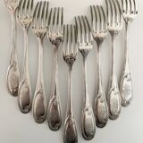 Nine large Ercuis silver-plated forks